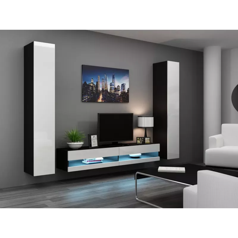 TV statīvs VIGO NEW 30/180/40, 1800×400×300 mm, melna virsma, skaidu plātnes rāmis