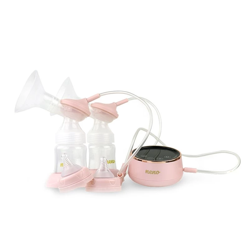 Elektriskais krūts pumpis neno Bella Twin — elektronisks, 150 ml pudelītes, 6 stimulācijas / 9 sūkšanas līmeņi, USB Li-Ion akumulators, rozā/caurspīdīgs