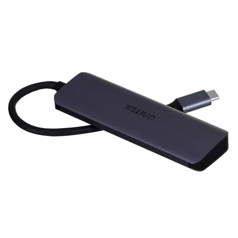UNITEK uHUB Q4 USB-C centrmezgls 4 porti 5000 Mbit/s Pelēks
