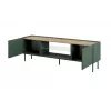 TV skapis ar elektrisko kamīnu Cama Meble ONDA 180.5×40×58.0 cm, skaidu plātne, zaļš, brīvstāvošs vai pie sienas