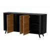 Kumode Cama Meble VOLARE 151 x 39 x 75 cm, melna/valrieksts, skaidu plātne