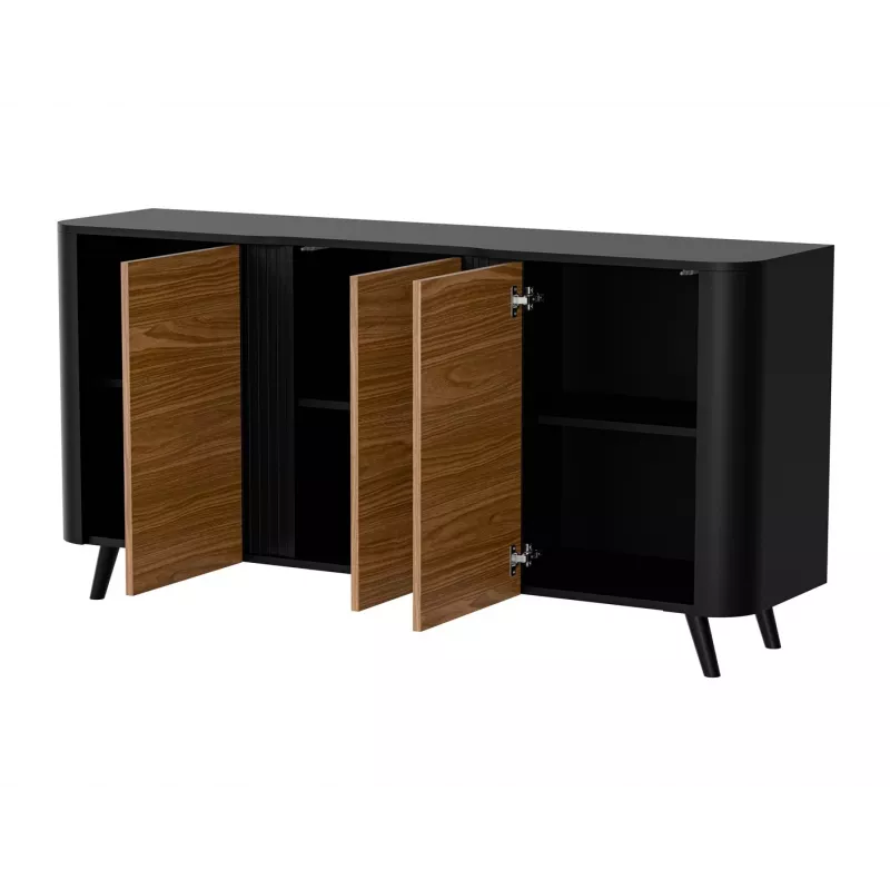 Kumode Cama Meble VOLARE 151 x 39 x 75 cm, melna/valrieksts, skaidu plātne