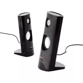 2-virzienu vadu PC skaļruņi Audiocore AC860, 2.0 kanāli, 4 W RMS, USB barošana, 3.5 mm ieeja, melni