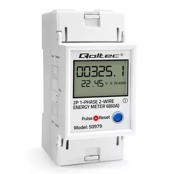 Enerģijas skaitītājs QOLTEC Vienfāzes DIN-sliežu 230V (50979)