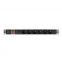 Strāvas sadales bloks LANBERG PDU-06E-0200-BK — 6x E tipa kontaktligzdas, 16 A, 2 m kabelis, 1U, 220–250 V