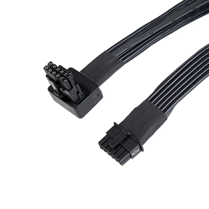 SilverStone SST-PP14-90 12VHPWR kabelis, 90 grādu, 650 mm, melns