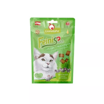 Kaķu gardumi Fox4Pets GRANATAPET FeiniSnack Poultry ar kaķu zāli, gaļīgs cietais našķis, 50 g, bezgraudu, pieaugušiem kaķiem