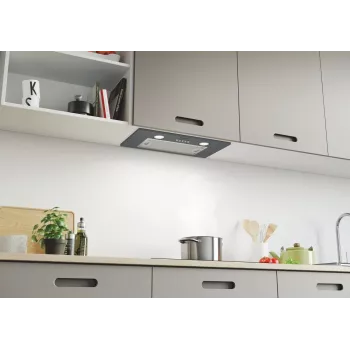 Iebūvējamā tvaika nosūcējs CANDY CBG625/1X, 520 mm platums, 207 m³/h, oglekļa filtrs, rotācijas vadība, sudrabs