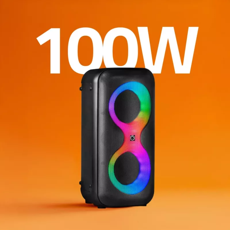Pārnēsājams mūzikas centrs MANTA SPK0401B100 Bluetooth skaļrunis, 100 W maksimālā jauda, FM radio, karaoke, iebūvēts akumulators, X-BASS