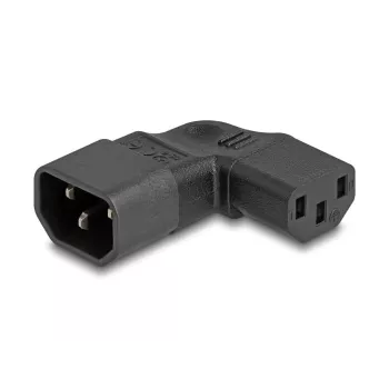 DeLOCK tīkla adapteris IEC 60320 C14 uz C13 ligzda 10 A 90° pa kreisi/pa labi melns