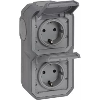 Legrand Plexo NEW APWG 069744L Schuko kontaktligzda IP44 Pelēka 2-vietīga vertikāla 5 (069744L)