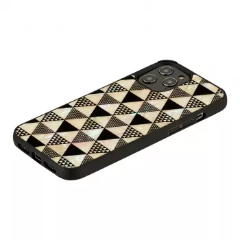 Aizsargmaciņa iKins Apple iPhone 12 / 12 Pro — piramīdas raksts, melna