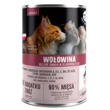 Slapjā kaķu barība PetRepublic CAT Adult 400 g — gabaliņi mērcē ar liellopu gaļu