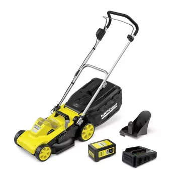 Pašgājējs zāles pļāvējs Karcher LMO 3-18, 18 V akumulators, pļaušanas platums 340 mm, līdz 350 m², augstums 25–60 mm
