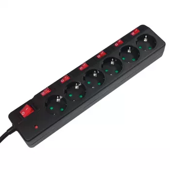 Pagarinātājs LogiLink LPS233 1.5m 6 kontaktligzdas Melns
