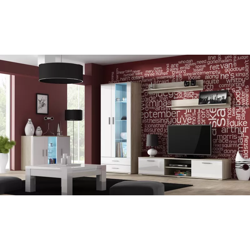 Cama Kumode 120 cm SOHO S7 sonomas ozols/balts glancēts