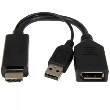 Cablexpert videoadapter DisplayPort sieviete uz HDMI vīrietis ar USB barošanu, 10 cm