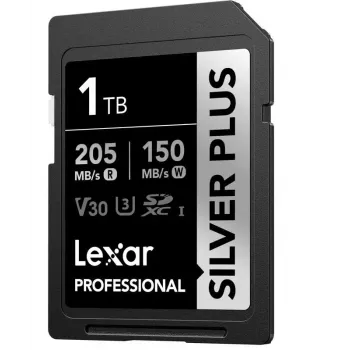 SDXC atmiņas karte Lexar Professional SilverP UHS‑I 1 TB, lasīšana 205 MB/s, rakstīšana 150 MB/s