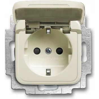 BUSCH JAEGER 20 EUKB-212 - CEE 7/3 kontaktligzda - 2P+E - Bēša - 250 V - 16 A - 71 mm