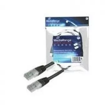 Patch kabelis MediaRange RJ45 U/UTP Cat5e 5.0m melns Blist MRCS104