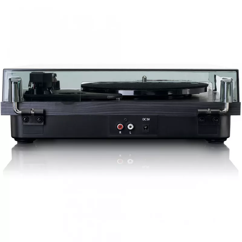 Lenco LS-10 Black – Belt-drive audio atskaņotājs ar iebūvētiem skaļruņiem, 33/45 RPM, RCA izeja, austiņu ligzda