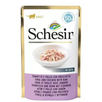 SCHESIR želejā Tuncis un vista ar šķiņķi - slapjā barība kaķiem - 50 g