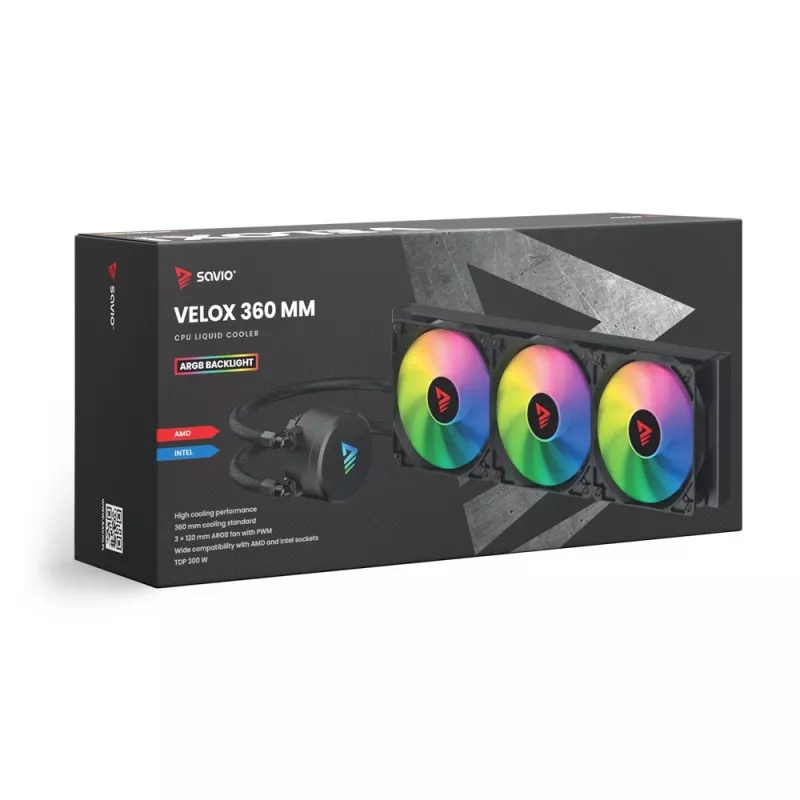 SAVIO VELOX 360mm šķidruma dzesētājs procesoram ar ARGB