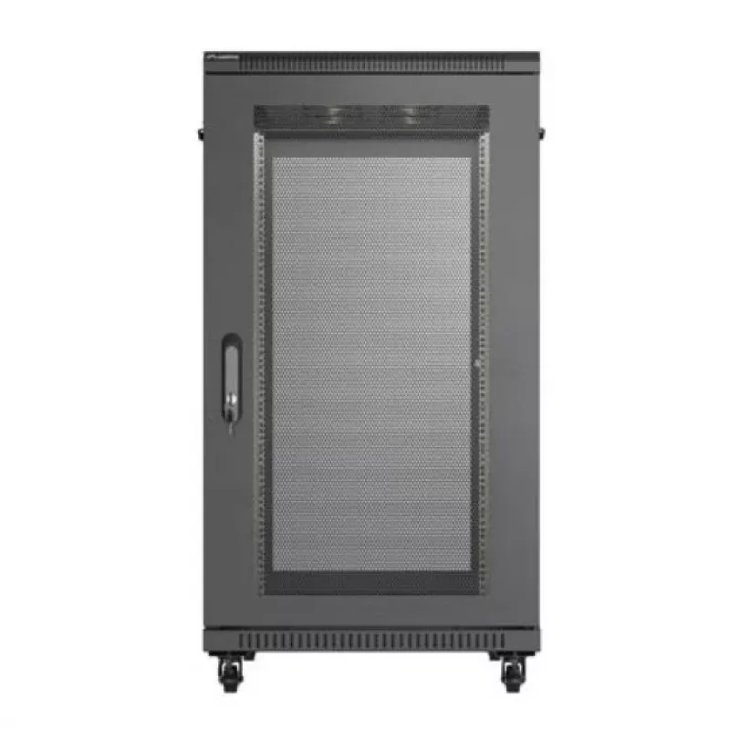 19 collu tīkla skapis LANBERG FF01-6022-23B, 22U, 600×1000 mm, melns, perforētas durvis
