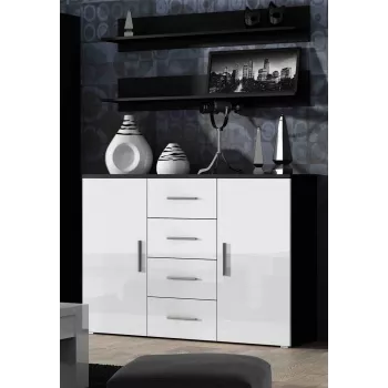 Cama viesistabas kumode UNI melns/balts glancēts