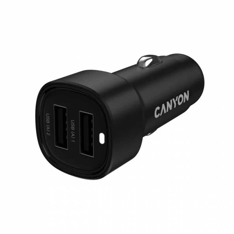 CANYON OnDrive 24 auto lādētājs 24W 2xUSB-A Melns