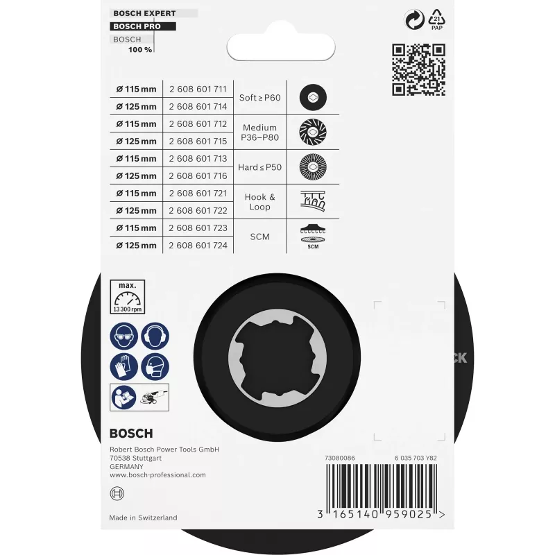 Slīpēšanas paliktnis Bosch X-LOCK SCM 115 mm Velcro ar centra tapu 2608601723 leņķa slīpmašīnām