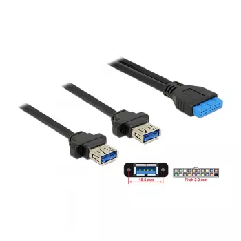 USB pagarinātājkabelis DeLOCK 85244 0,8 m Melns