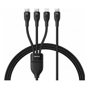 USB-A 3-in-1 uzlādes kabelis Baseus Rapid Series 100W 1.5m Melns