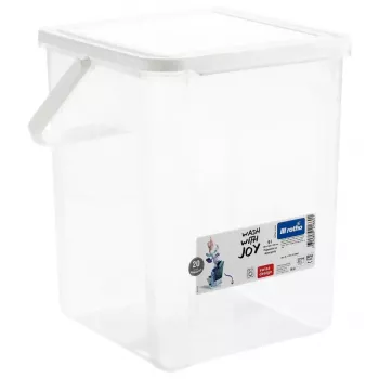 Plastmasas mazgāšanas līdzekļa tvertne Rotho Basic 9 L modelis 1770101100RP, balta, ar vāku un pakarināšanas caurumu