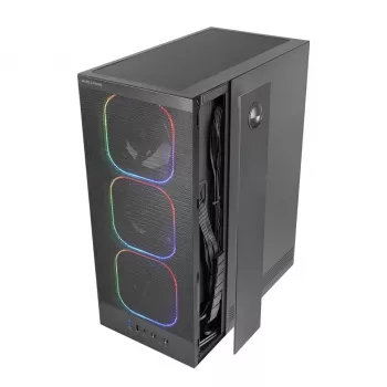Korpuss TACENS MARS MC‑NEBULA Midi Tower ar rūdītu stiklu, četriem 120 mm aRGB ventilatoriem, atbalsta ATX, GPU līdz 30,2 cm