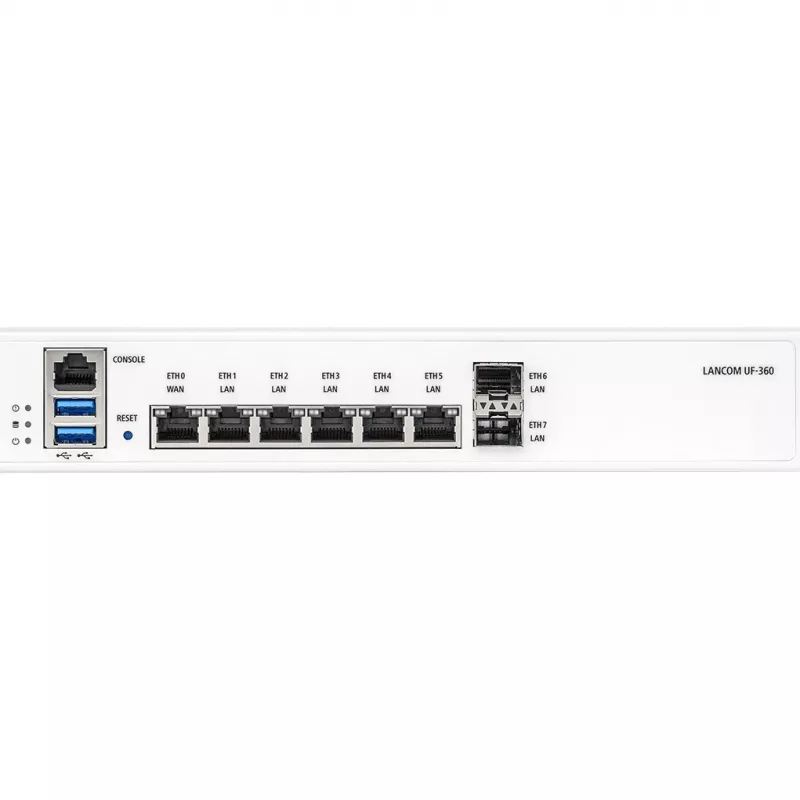 LANCOM R&S Unified Firewall UF-360 - Ugunsmūris - 8 Porti - GigE - 1U - Rack-uzstādāms