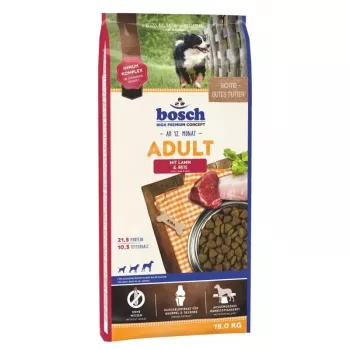 Sausā suņu barība Bosch Adult Lamb & Rice 10 kg–15.9 kg, 21.5% proteīns, 10.5% tauki, bezglutēna
