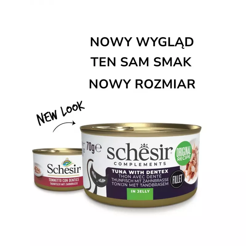 Schesir Oceanic Adult mitrā kaķu barība ar tunci un denteksa zivi, 70 g