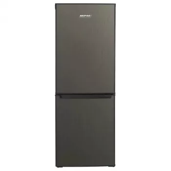 Ledusskapis ar saldētavu MPM MPM-215-KB-39/E — 215 L, apakšējā saldētava, tumšais inox, atgriezeniskas durvis, LED apgaismojums