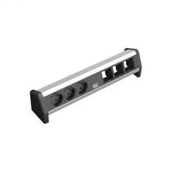 Pagarinātājs 3× AC kontaktligzda Bachmann 902.002 Melns Sudrabs