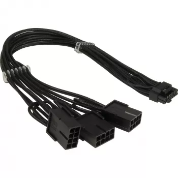 PCIe barošanas adapteris INTER-TECH GPU-02 12-pin uz 3×8-pin (34 cm kabelis)