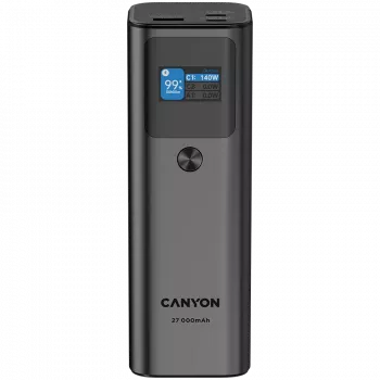 Canyon PB-2010 – Powerbank 27 000 mAh, 2xUSB-C 140W + USB-A, TFT displejs