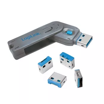 USB pieslēgvietu bloķētājs LogiLink AU0043 (zils, 4 gab.)