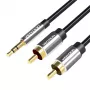 Vention 3.5mm vīriešu uz 2RCA vīriešu audio kabelis 1M Melns Metāla tips