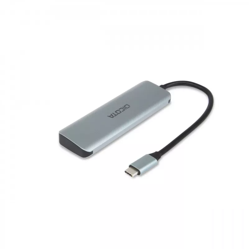 USB-C centrmezgls DICOTA D32061 10000 Mbit/s Sudrabs