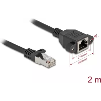 DeLOCK 90776 Tīkla kabelis 2m Cat6a S/FTP RJ-45 Melns