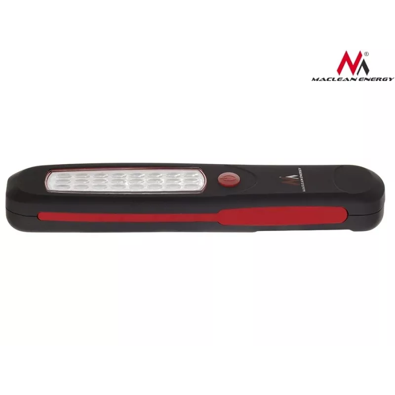 Darbnīcas lampa MACLEAN MCE03 — 24 LED, magnētiska pamatne un āķis, bateriju darbināma (3×AAA)