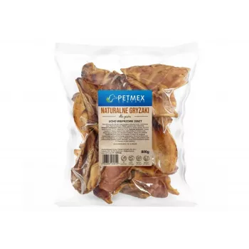 Suņu košļājamā cūkas auss PETMEX, 20 gab., 800 g, dabīgi zobu tīrīšanas našķi, pieaugušiem suņiem, visu šķirņu izmēriem