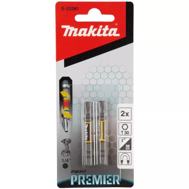 Makita Impact Premier skrūvgrieža uzgalis 2 gab. Torx T30 sešstūra ieliktnis 50 mm