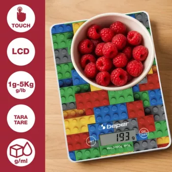 Virtuves svari Beper P102BIL005 - digitālie, 5 kg, 1 g, krāsaini ķieģeļi